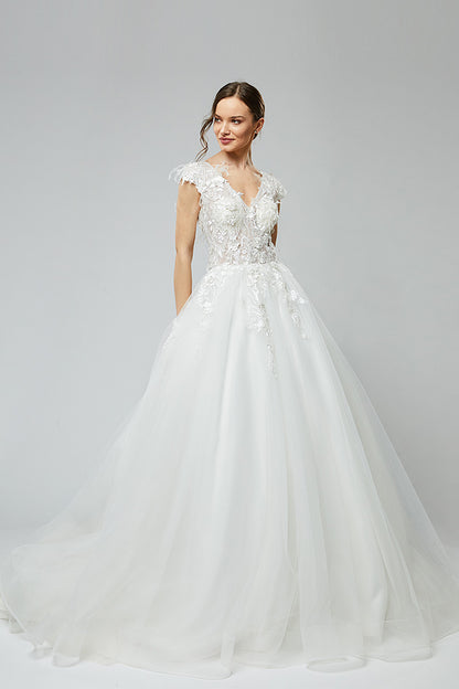 Rochie de mireasa cu dantela si tull, in stil printesa Forever