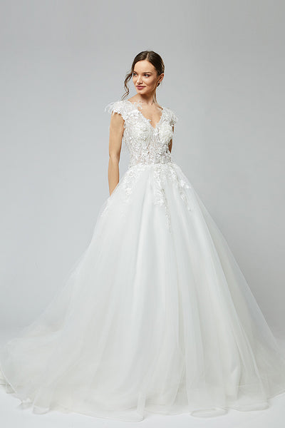 Rochie de mireasa cu dantela si tull, in stil printesa Forever