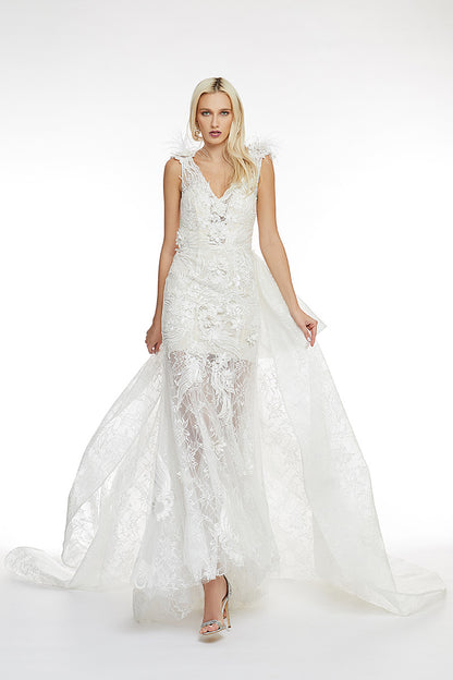 Rochie de mireasa tip sirena cu trena detasabila Magic