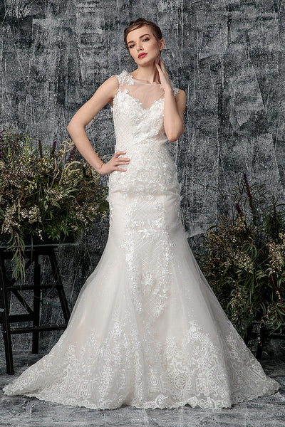 Rochie de mireasa lunga din dantela cu corsaj in stil sirena Dream