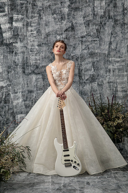 Rochie de mireasa spectaculoasa cu dantela si tull, in stil printesa Flower dream