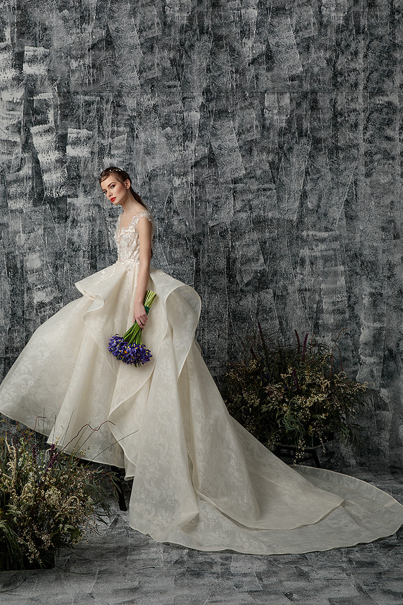 Rochie de mireasa spectaculoasa cu dantela si tull, in stil printesa Flower dream