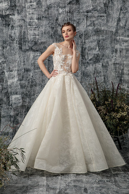 Rochie de mireasa spectaculoasa cu dantela si tull, in stil printesa Flower dream