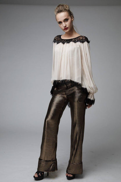 Bluza Malina de matase cu dantela