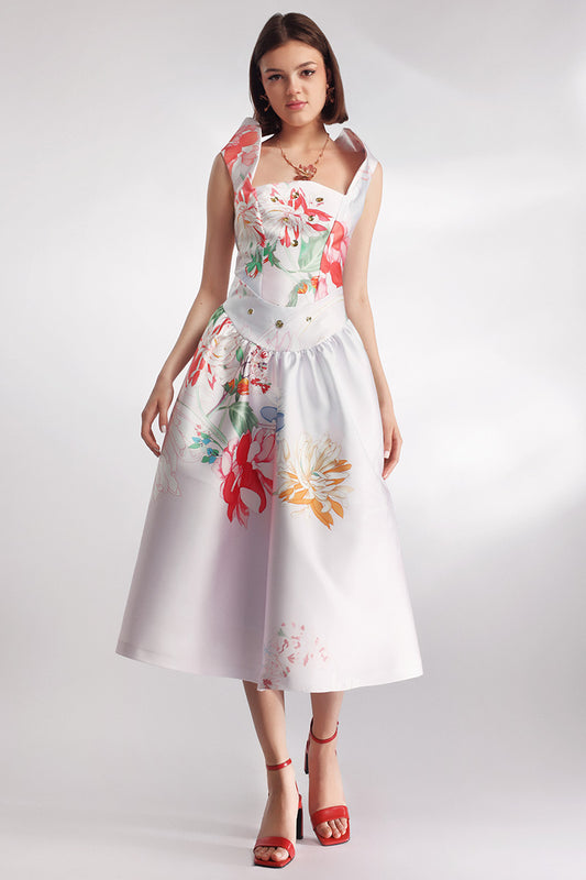 Rochie din tafta midi eleganta Bouquet