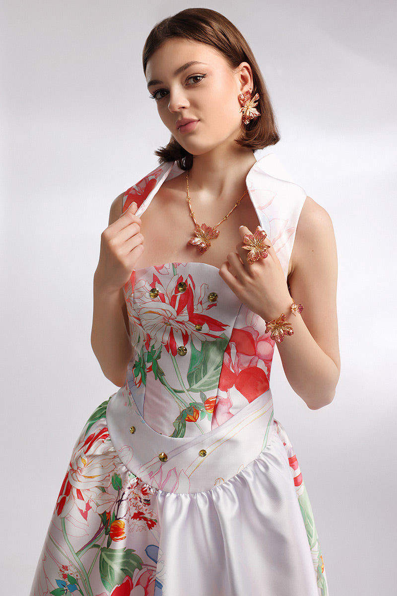 Rochie din tafta midi eleganta Bouquet