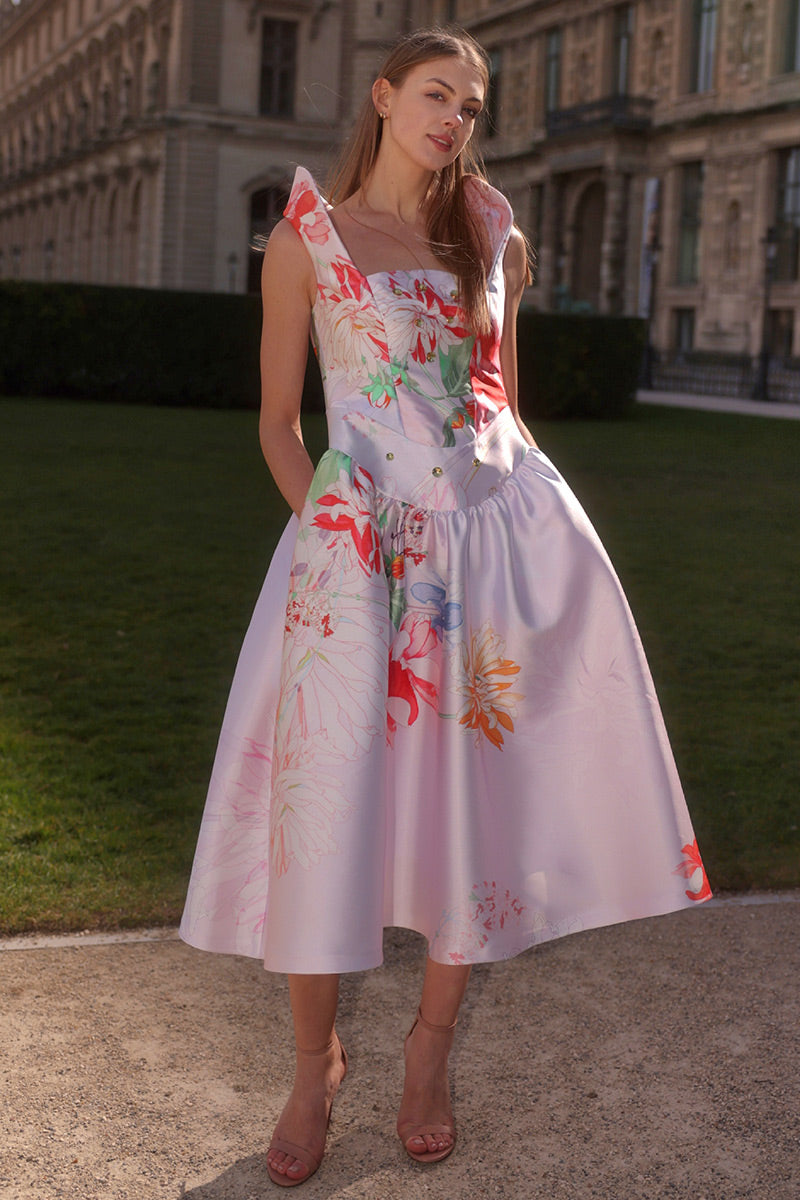 Rochie din tafta midi eleganta Bouquet