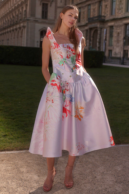 Rochie din tafta midi eleganta Bouquet