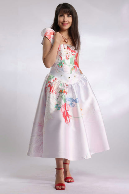 Rochie din tafta midi eleganta Bouquet