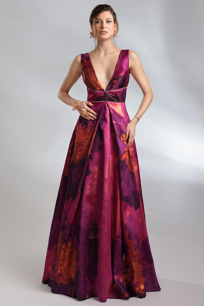 Pimena, Rochie din Brocart lunga in Forma de A