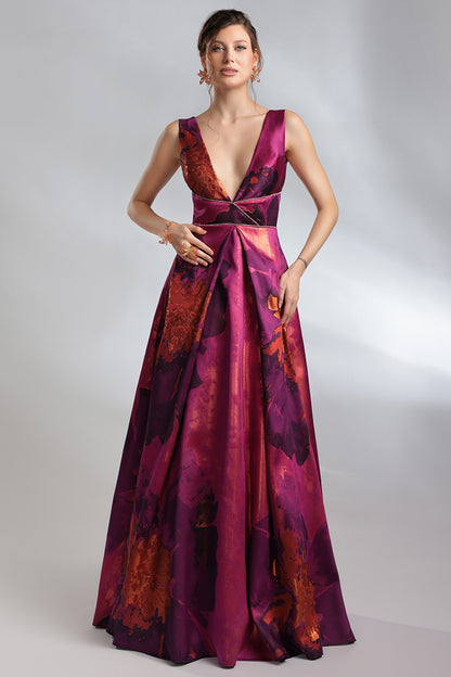 Pimena, Rochie din Brocart lunga in Forma de A