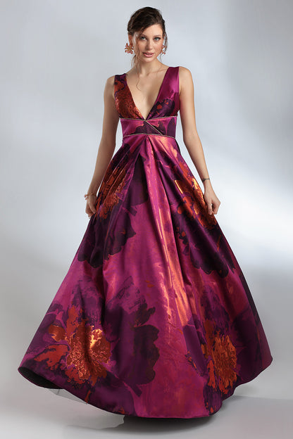 Pimena, Rochie din Brocart lunga in Forma de A