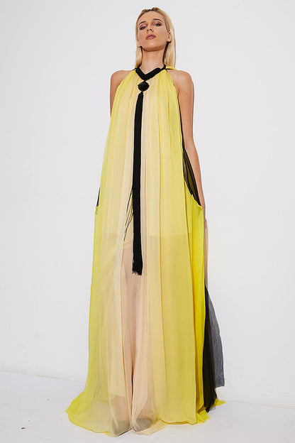 Lina, rochie lunga de matase de seara