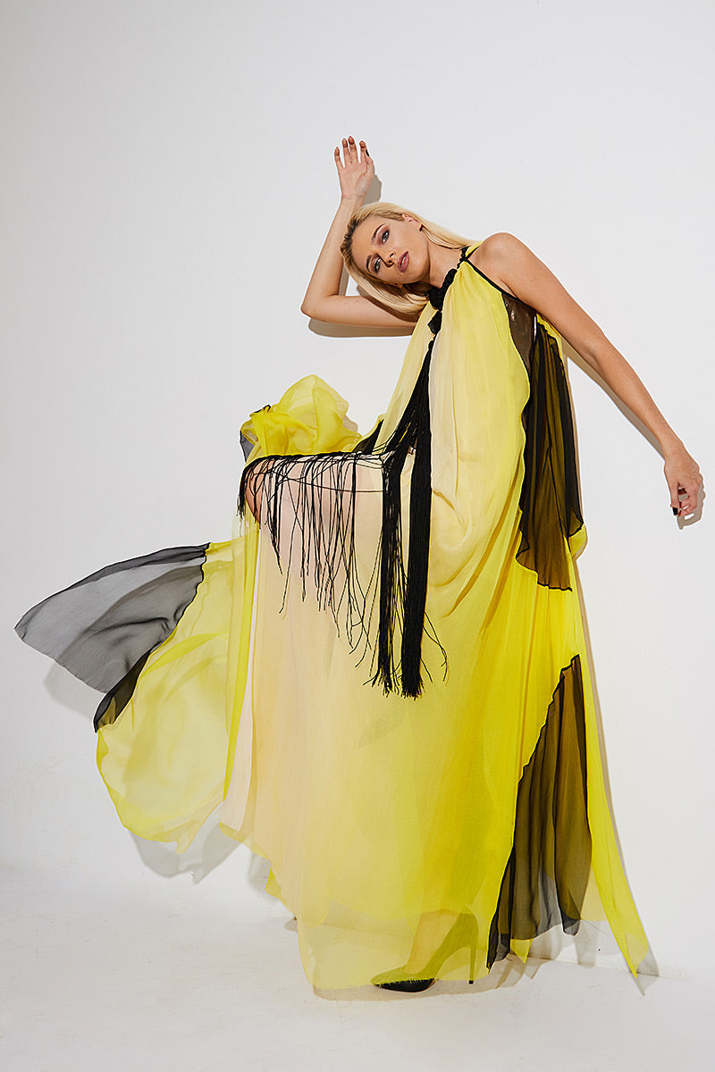 Lina, rochie lunga de matase de seara