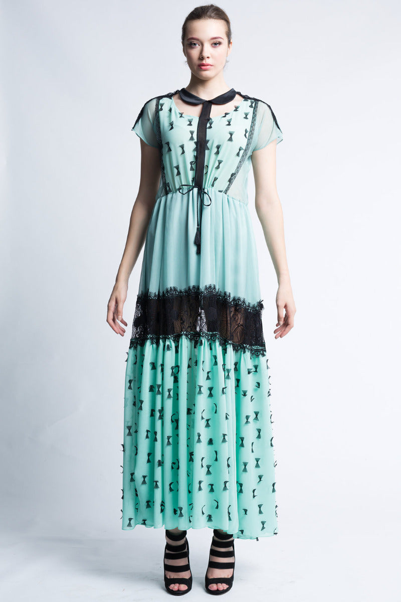 Rochie de de zi din matase si dantela R12S17