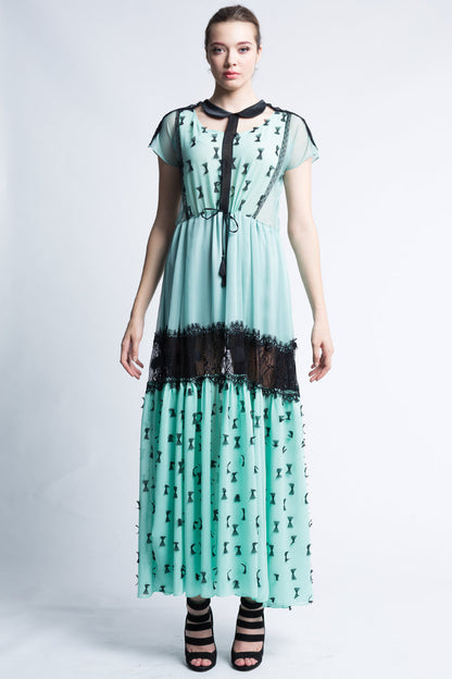 Rochie de de zi din matase si dantela R12S17