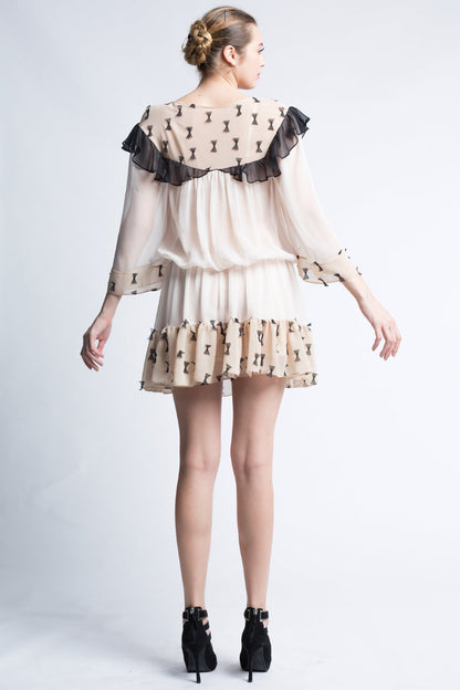 Rochia de matase de zi cu broderie  R13S17