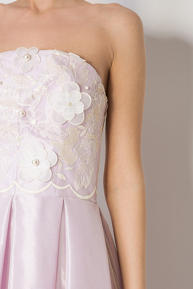 Rochie eleganta midi cu corset si dantela cu flori. Lilly