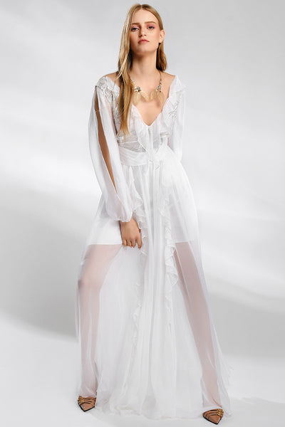 Rochie de mireasa din matase naturala si dantela Dora