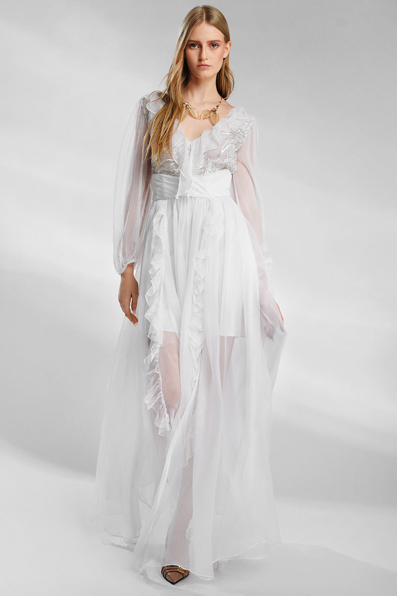 Rochie de mireasa din matase naturala si dantela Dora