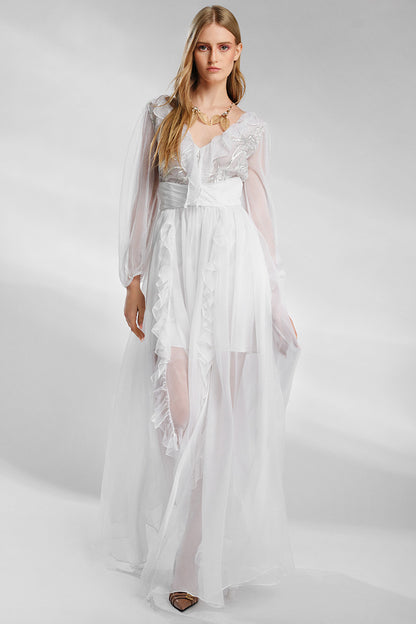 Rochie de mireasa din matase naturala si dantela Dora