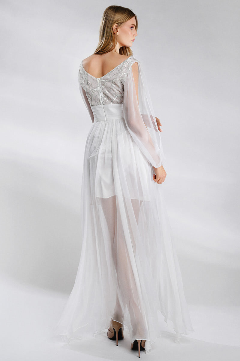 Rochie de mireasa din matase naturala si dantela Dora