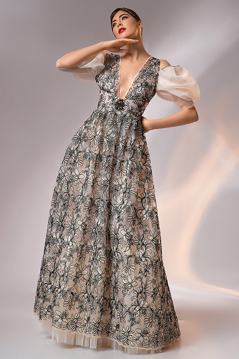 Rochia lunga de seara din dantela lunga R14h24 Riona