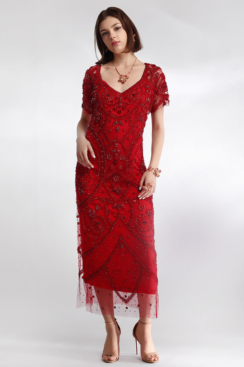 Rochie de seara, midi brodata manual, Florenta