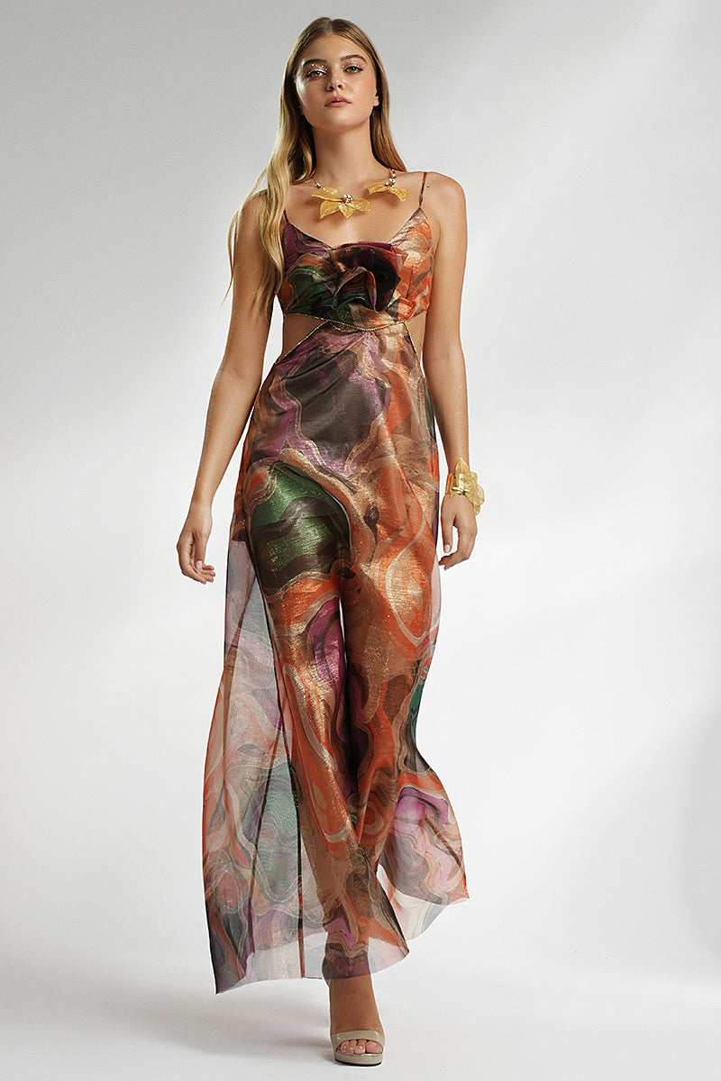 Rochie de ocazie lunga imprimata Aluna  R16s24