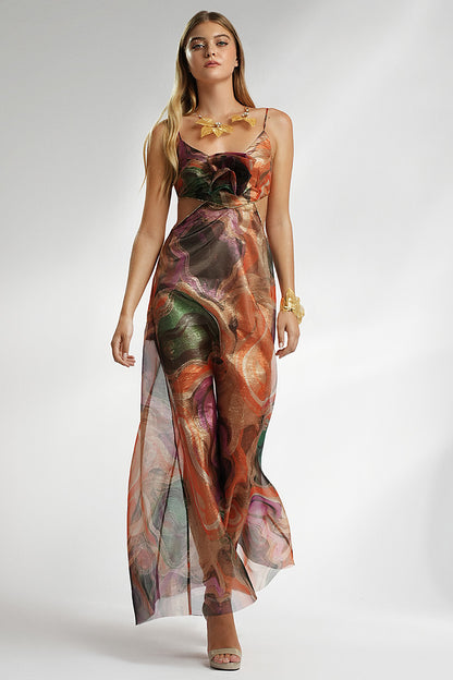 Rochie de ocazie lunga imprimata Aluna  R16s24