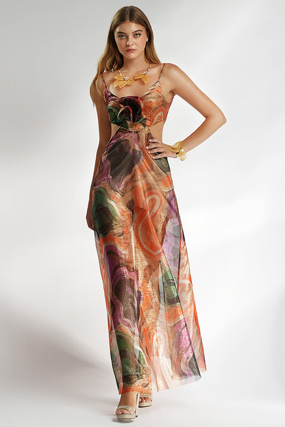 Rochie de ocazie lunga imprimata Aluna  R16s24