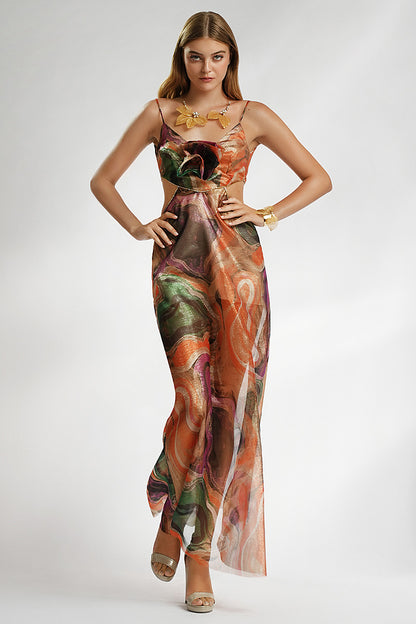 Rochie de ocazie lunga imprimata Aluna  R16s24