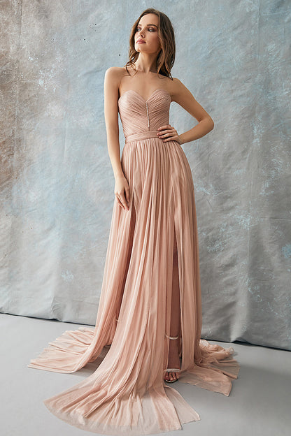 Rochie de seara lunga, de matase cu corsaj,  R17H20