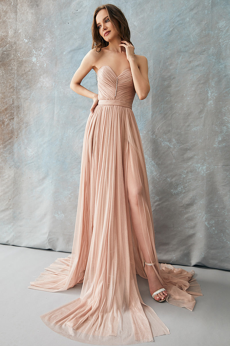 Rochie de seara lunga, de matase cu corsaj,  R17H20