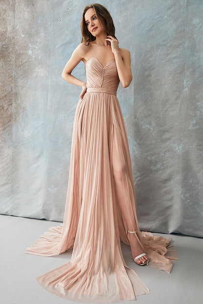 Rochie de seara lunga, de matase cu corsaj,  R17H20