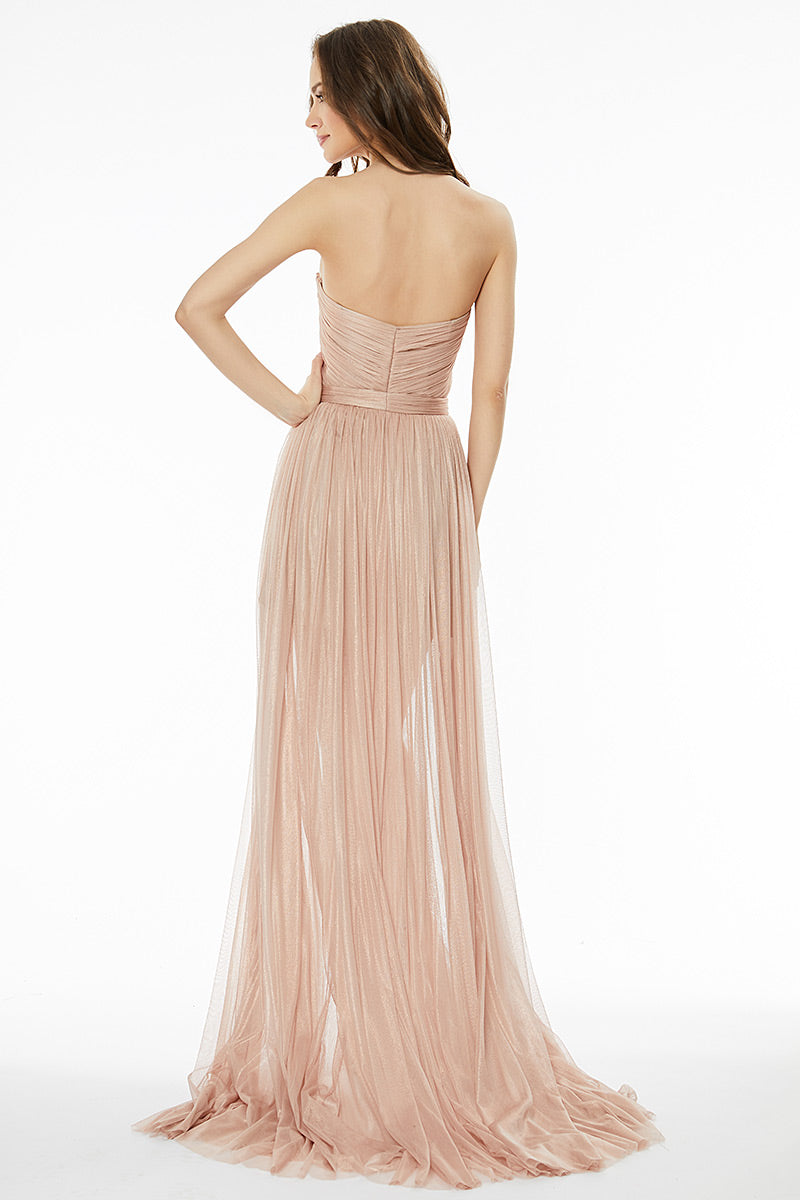 Rochie de seara lunga, de matase cu corsaj,  R17H20