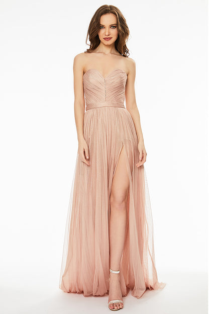 Rochie de seara lunga, de matase cu corsaj,  R17H20