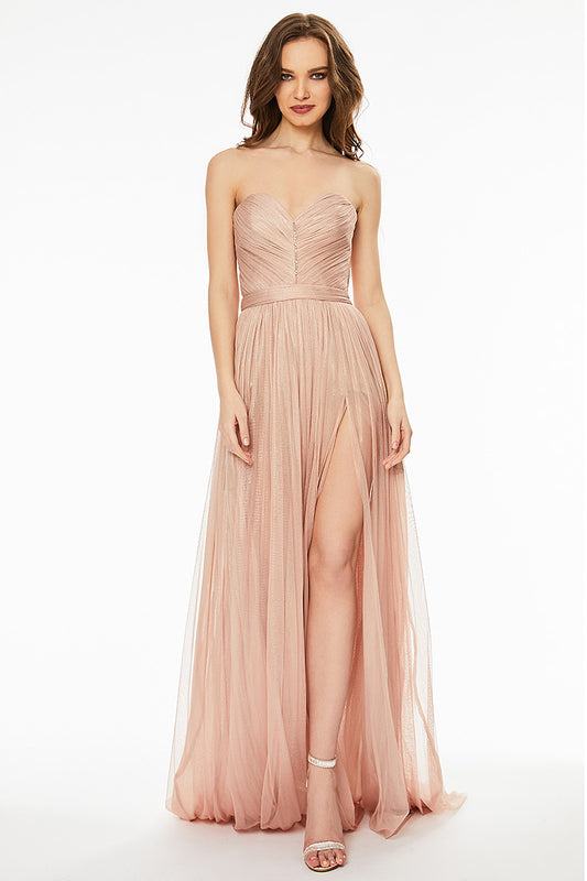 Rochie de seara lunga, de matase cu corsaj,  R17H20