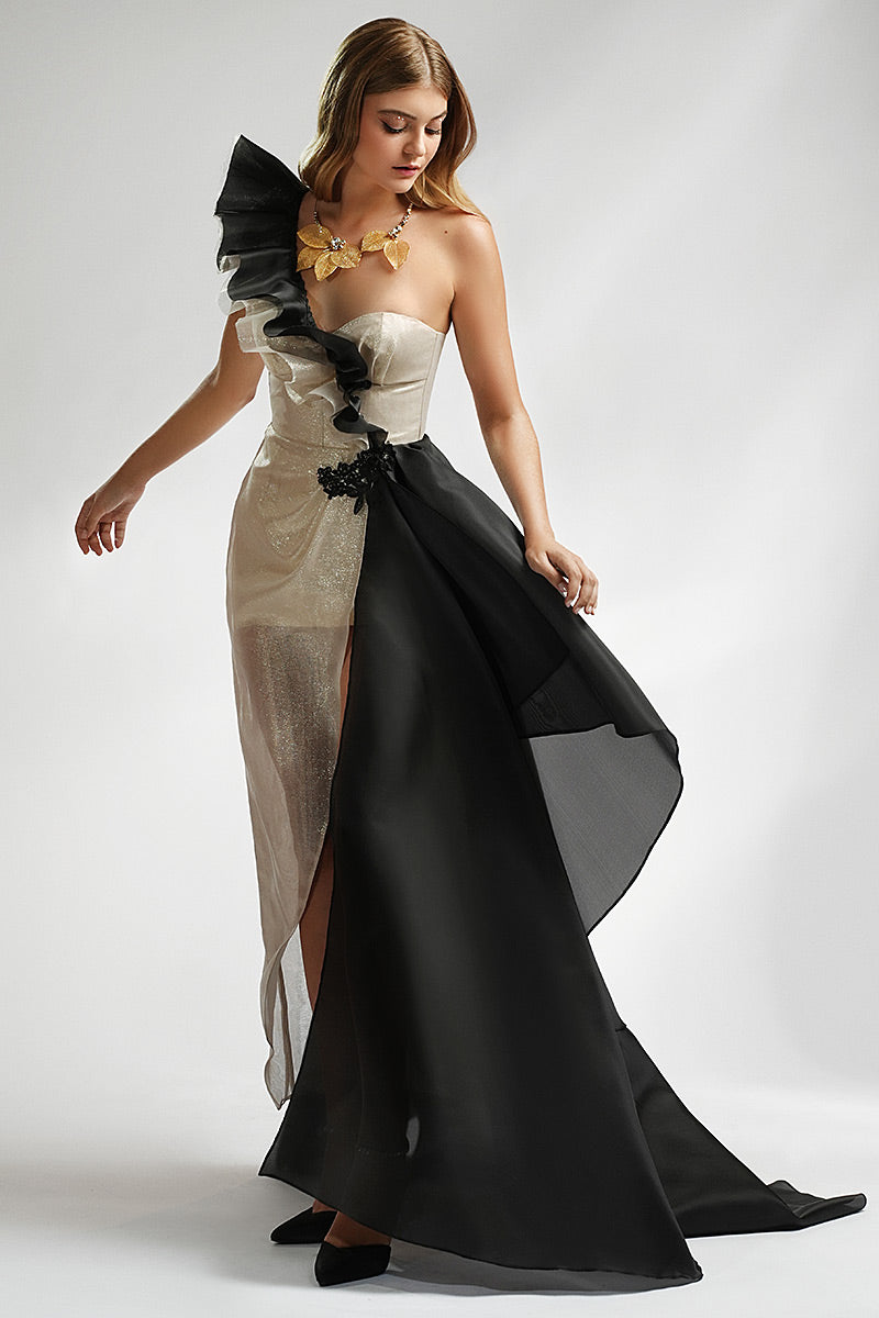 Rochie de seara lunga asimetrica cu corset Tisa, R17s24