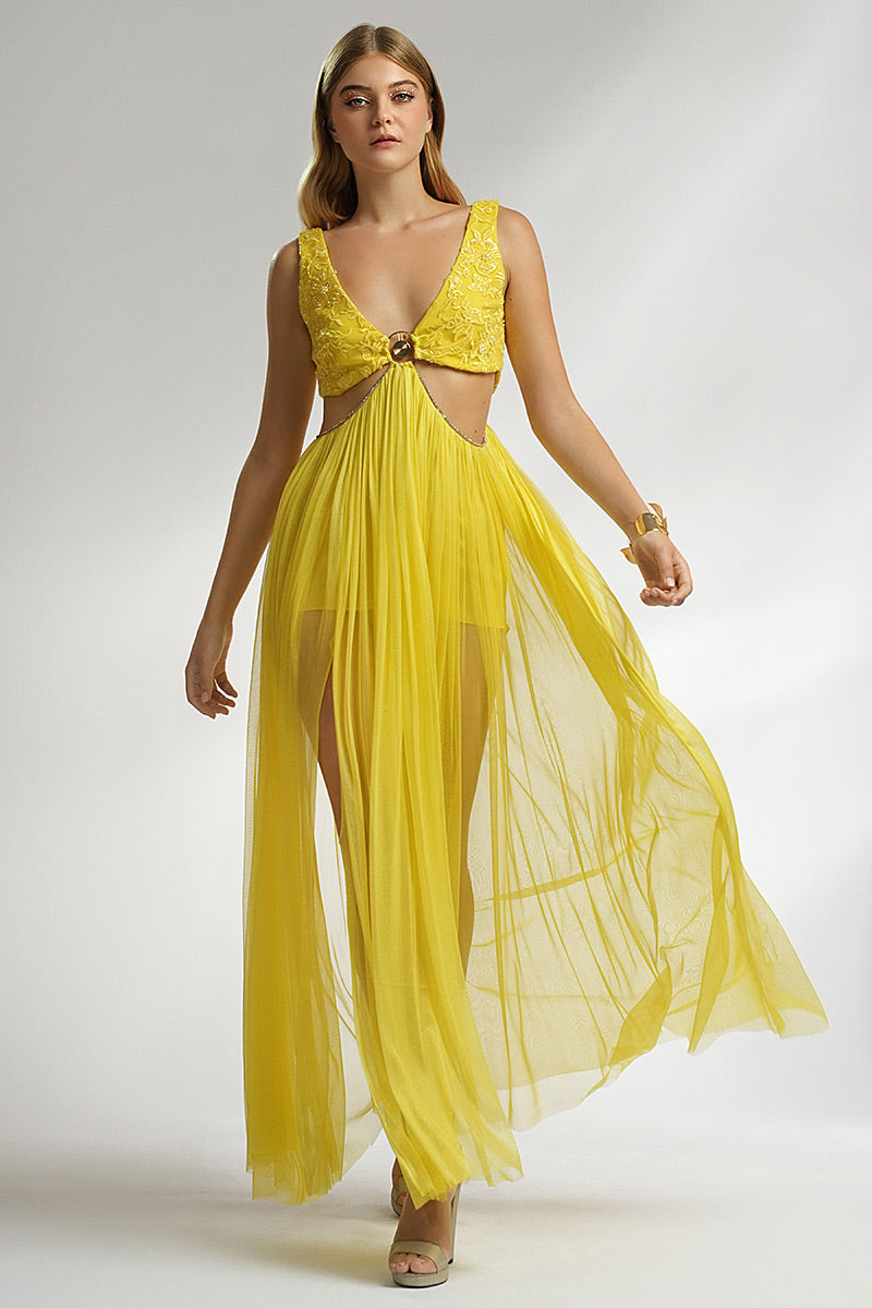 Rochie de ocazie lunga din dantela si matase, Trea, R18s24