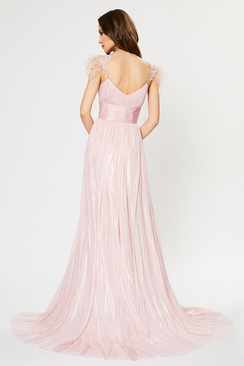 Rochie de seara, lunga din matase naturala, cu deschidere pe un picior si corsaj R19H20