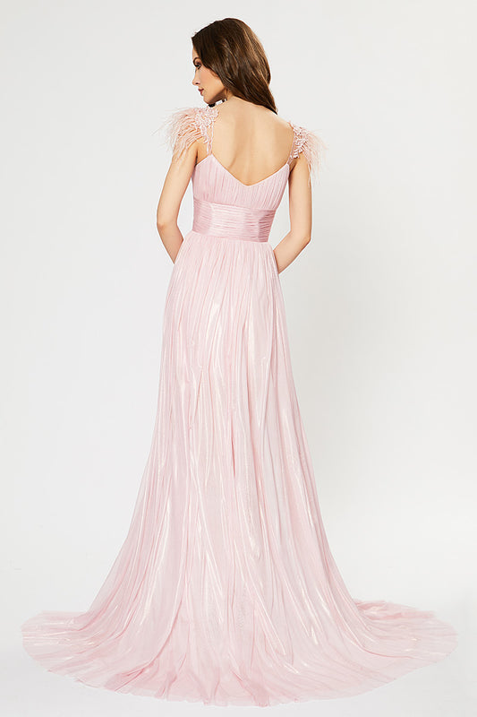 Rochie de seara, lunga din matase naturala, cu deschidere pe un picior si corsaj R19H20