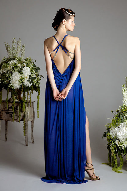 Rochie de seara lunga cu spate gol de matase Andalousia