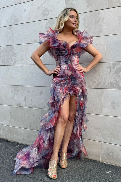 Rochie de seara lunga cu volane si corset, R1S24 Magnolia