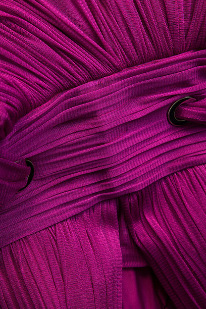 Rochie de ocazie, de matase naturala cu asimetrii si slit pe picior MAUVE