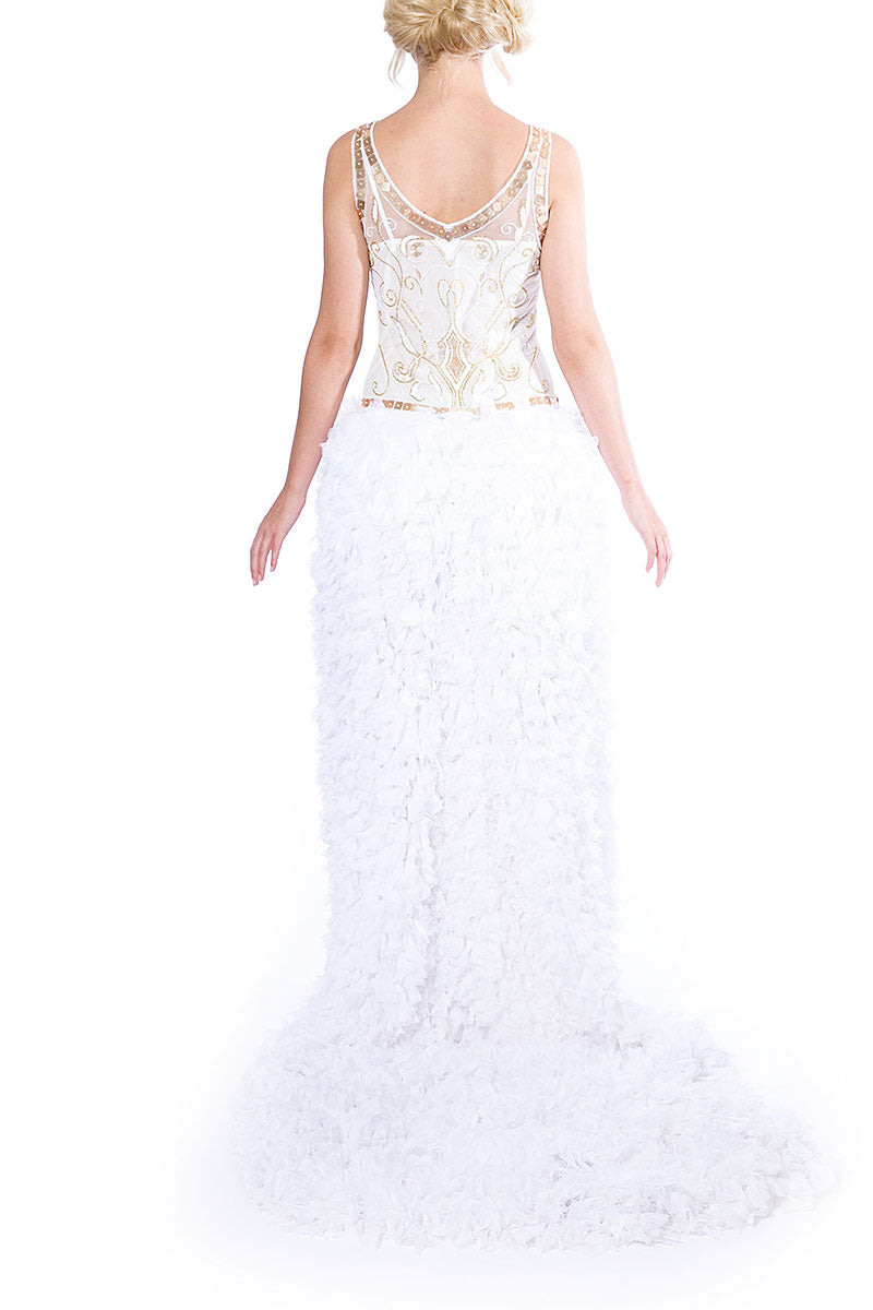 Rochie de mireasa asimetrica din broderie manuala, Rosalba