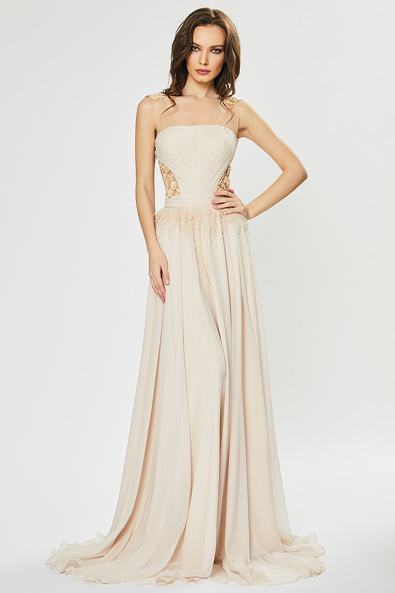  Rochie lunga de seara cu corsaj, rafinata, din matase naturala R23h20