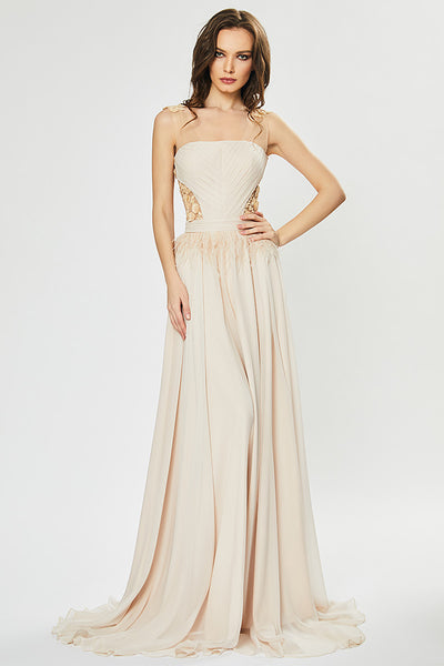 Rochie lunga de seara cu corsaj, rafinata, din matase naturala R23h20