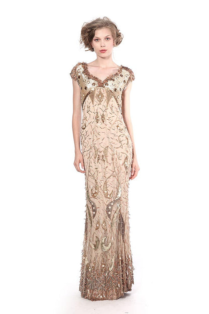 Rochie lunga deosebita brodata manual R28S14S