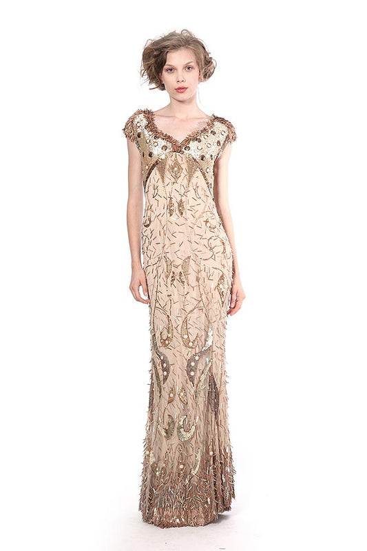 Rochie lunga deosebita brodata manual R28S14S